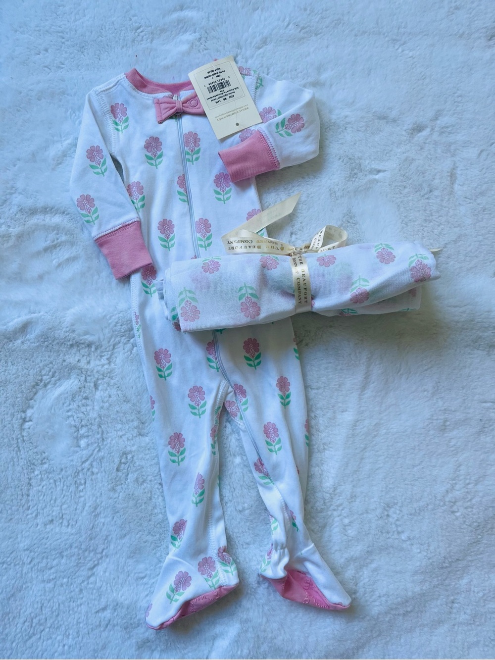 The Beaufort Bonnet Co Noelies Night Night Footed Sleeper w/Swaddle Blanket NWT